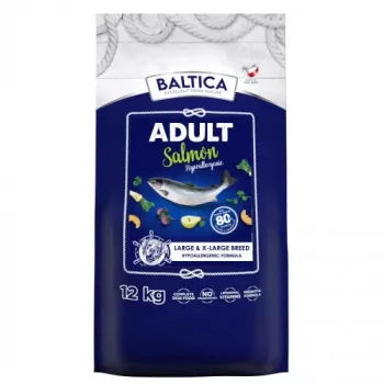 Pienso para perros BALTICA Adult Salmon Hypoallergenic L/XL 12 kg — para razas grandes, 28 % proteína, 15 % grasa