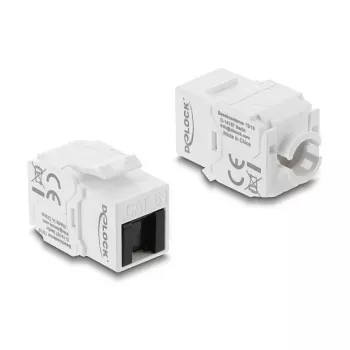 Delock 90799 Módulo Keystone RJ45 a LSA Cat.6 UTP, sin herramientas, con cubierta antipolvo, blanco/negro