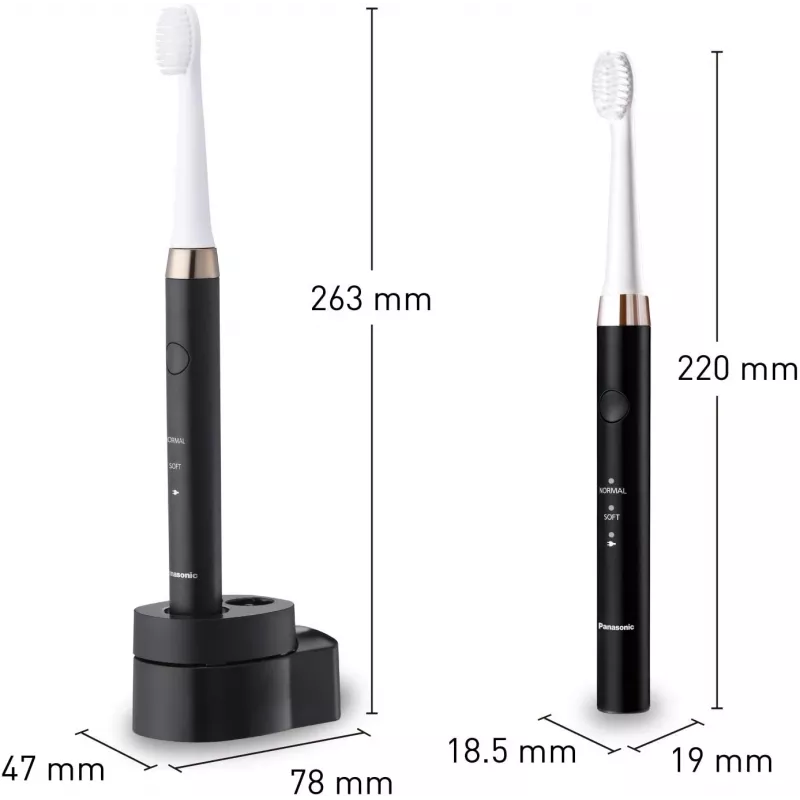 Cepillo de dientes eléctrico Panasonic EW-DM81-K503 con tecnología sónica, 2 cabezales, 2 modos, recargable