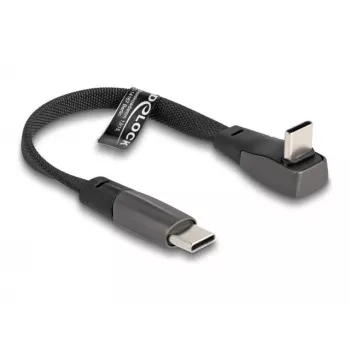 Cable plano USB 2.0 DeLOCK conector macho USB Type-C a conector macho USB Type-C en ángulo PD 3.0 60 W 14 cm negro
