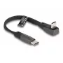 Cable plano USB 2.0 DeLOCK conector macho USB Type-C a conector macho USB Type-C en ángulo PD 3.0 60 W 14 cm negro