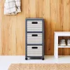 Unidad de cajones Rotho Country Gris Blanco, 3 cajones, Tecnopolímero, 325×712×375 mm, antracita/blanco, con ruedas de transporte