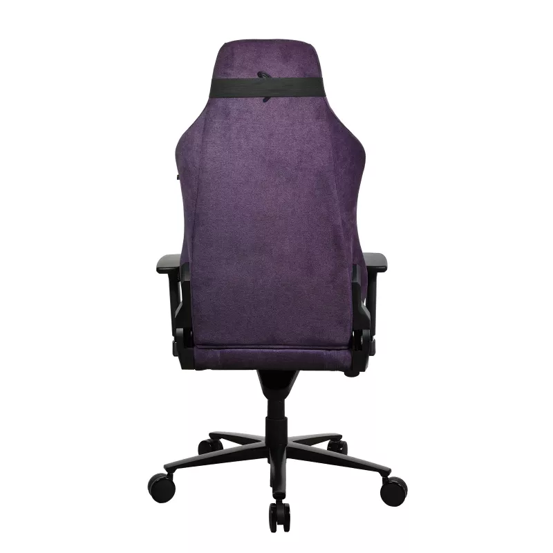 Silla gaming Arozzi Vernazza SoftFabric Morado — diseño ergonómico, reposabrazos y altura ajustables