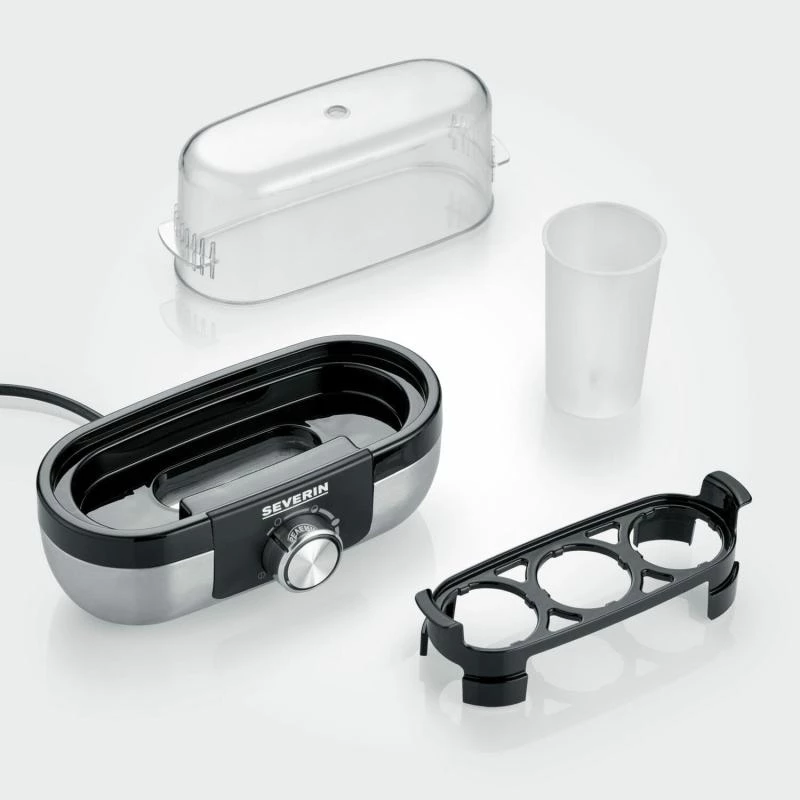 Huevera Severin EK 3163 3 huevos negra acero inoxidable transparente