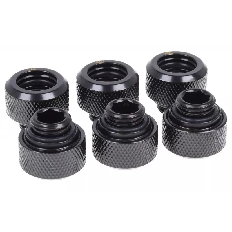 Alphacool 17377 Eiszapfen conector para tubo rígido de 13 mm G1/4, 6 uds., negro