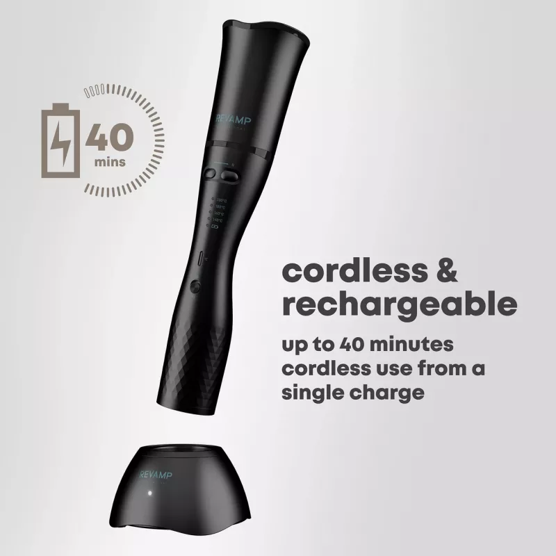 Rizador inalámbrico Revamp CL-2500-EU2 Progloss Liberate – rizador inalámbrico recargable, dispositivo de peinado portátil