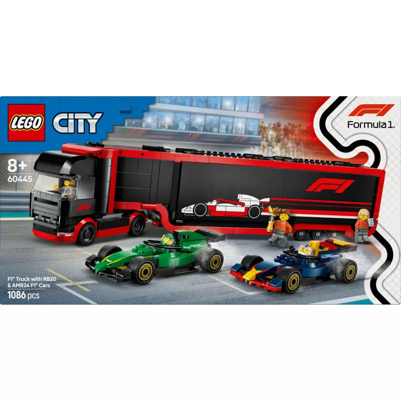 LEGO CITY 60445 F1 - Camión con coches de F1 RB20 y AMR24