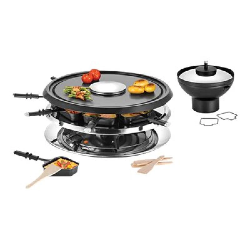 Unold 48726 Raclette-Grill para 8 personas 1300 W Negro, Acero inoxidable