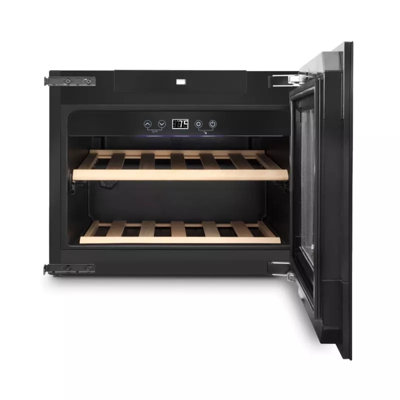 Vinoteca integrable Caso WineDeluxe E 18 — 18 botellas, altura 46 cm, negra, clase energética G