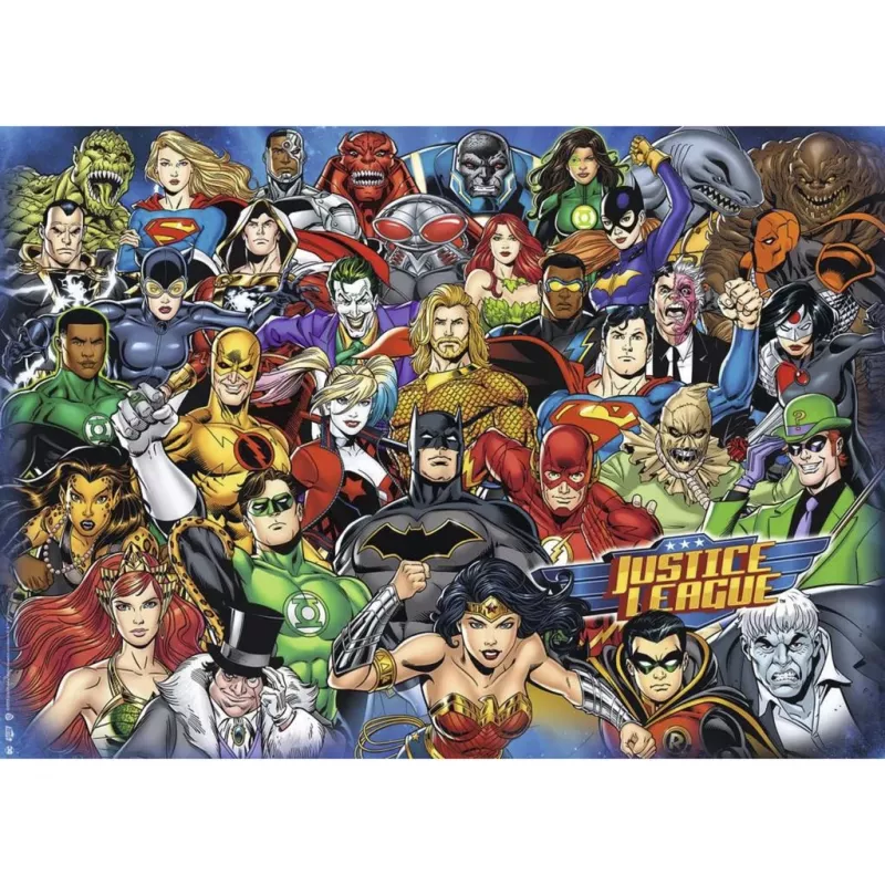 Ravensburger Puzle Challenge DC Comics 1000 piezas, piezas de unión premium, tamaño montado aprox. 68 x 49 cm