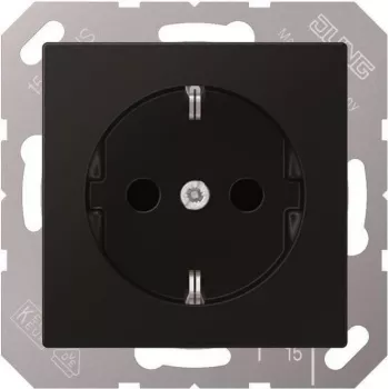 Toma de corriente tipo F Jung A 1520 BF SWM, negro grafito, 250 V 16 A, termoplástico, 55x55 mm