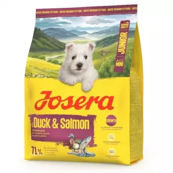 Pienso seco para cachorros JOSERA Mini Junior Duck & Salmon 3 kg — para cachorros de razas pequeñas, 29 % proteína, 18 % grasa