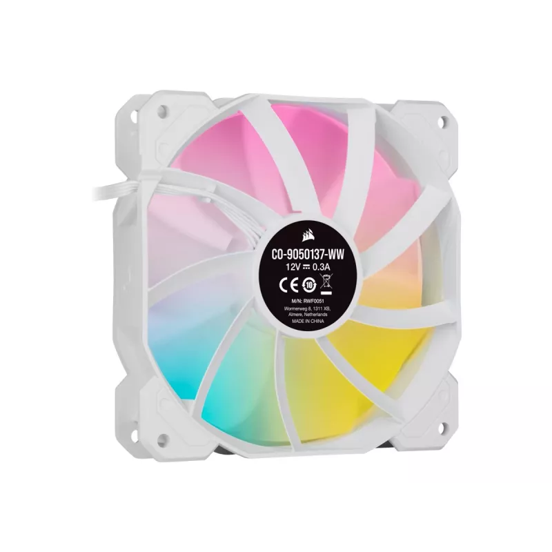 Ventilador de carcasa Corsair iCUE SP120 RGB ELITE Performance 120mm blanco PWM ARGB pack de tres