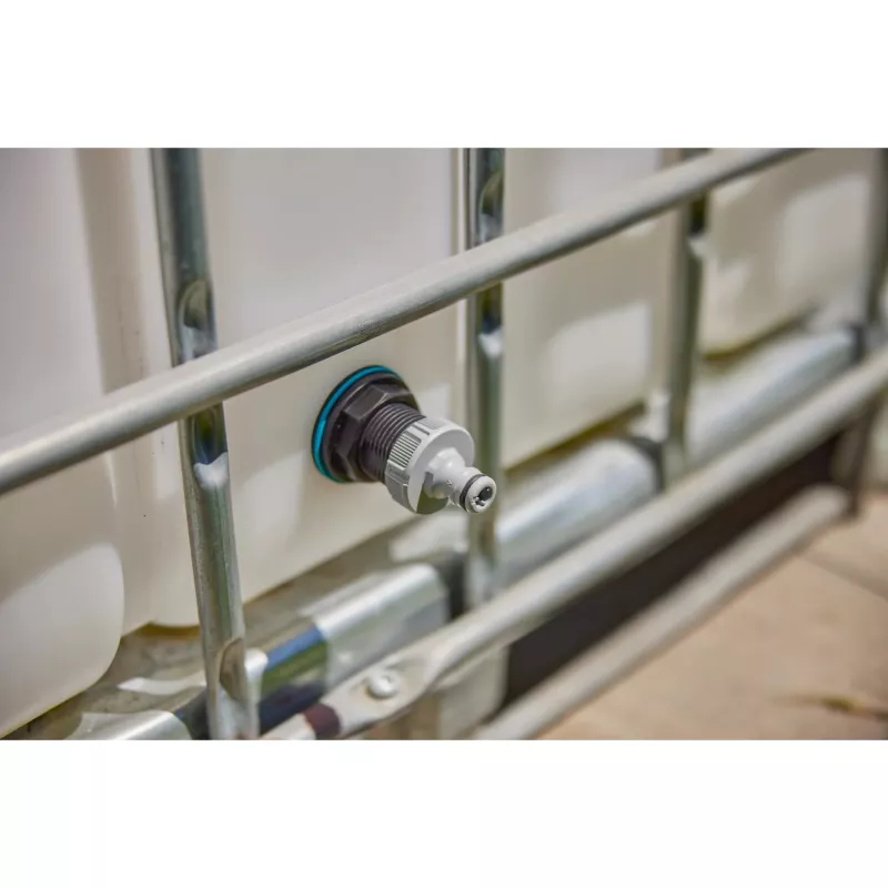 Conector de depósito Push IN, G 1 y G 3/4 (negro, para espesores de pared de 2-10 mm)