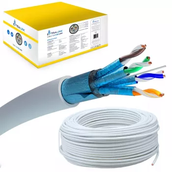Cable de red Extralink par trenzado CAT6A FTP (F/FTP) V2 interior 500M gris