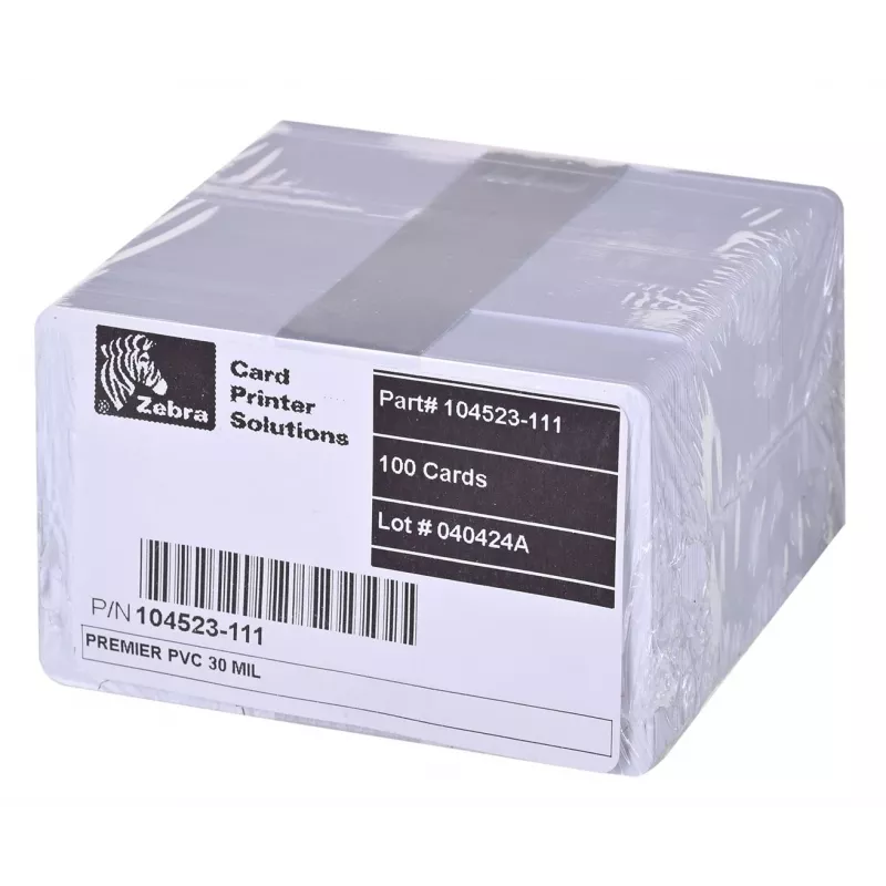 Zebra Premier Tarjetas de PVC, 30 mil (5 paquetes x 100)