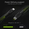 Green Cell PowerStream KABGC07 cable USB-C a Lightning, 1 m, PD, Apple MFi, negro