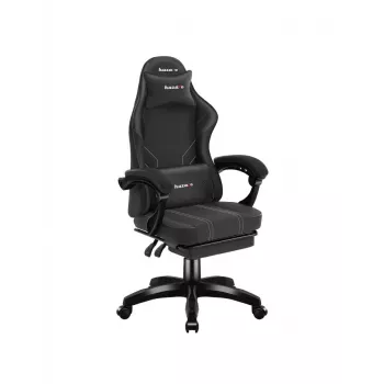 Silla gaming huzaro Force 3.7 Carbon negra — ergonómica, altura ajustable 107,5–116,5 cm, 5 ruedas, cojines lumbar y cervical