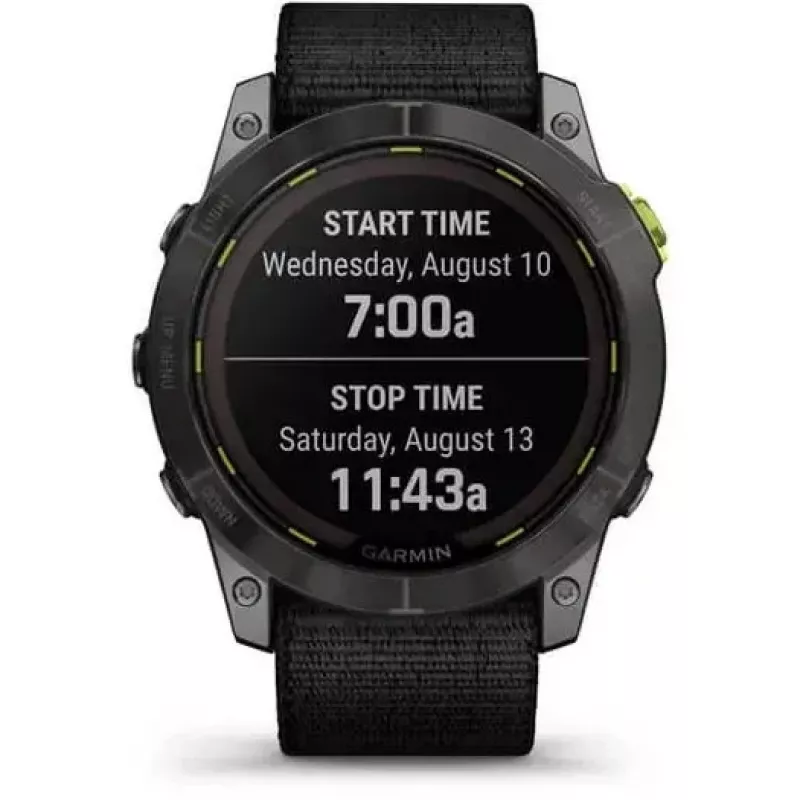Reloj inteligente Garmin Enduro 2 Sapphire Solar 35 mm, pantalla táctil MIP de 1,4" 280 x 280, 32 GB, GPS, Wi-Fi, caja de titanio DLC Carbon Grey, correa negra