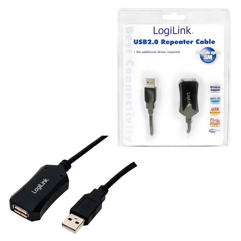 LogiLink Cable repetidor USB 2.0 - 5,0 m Cable USB 5 M USB A