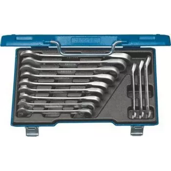 Gedore 2327651 Juego de llaves de boca con anillo de carraca reversible, 5 uds., 8-19 mm