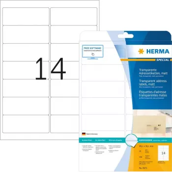 Etiquetas de dirección transparentes mate HERMA 8671
