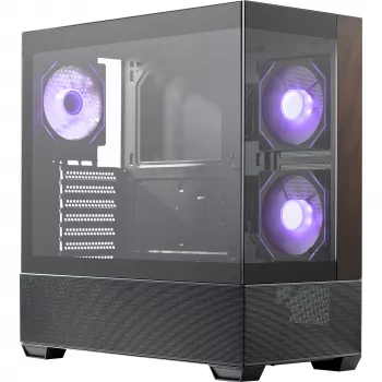 Cooler Master Elite 690 caja de PC, semitorre, ATX, cristal templado - 4 ventiladores ARGB, madera, negro