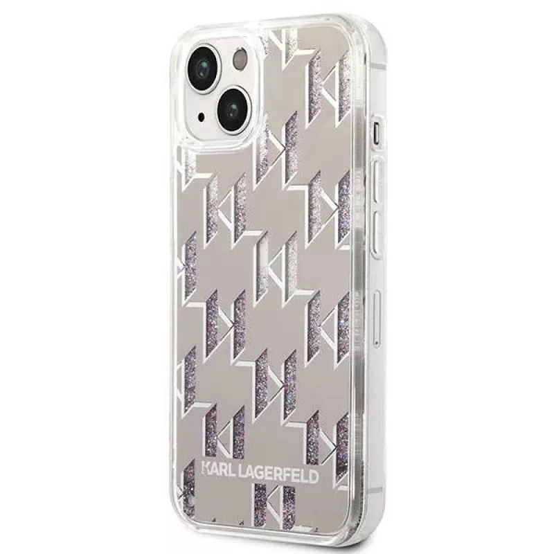 Karl Lagerfeld KLHCP14MLMNMS iPhone 14 Plus 6.7 funda rígida plata / plata Liquid Glitter Monogram