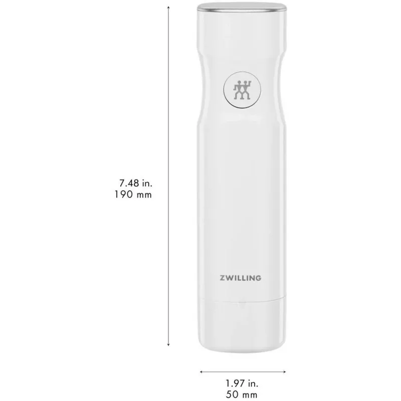 Envasadora al vacío ZWILLING FRESH & SAVE Blanca Bomba, batería 3,7 V, puerto de carga Micro-USB, 190×50×50 mm, 330 g