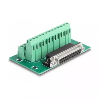 DeLOCK D-Sub 25 polos conector hembra a regleta de bornes para carril DIN 51 mm x 86 mm x 30 mm