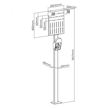 Soporte de exterior para cargadores de coche eléctrico e híbrido enchufable Maclean, acero, 15 kg máx., MCE456