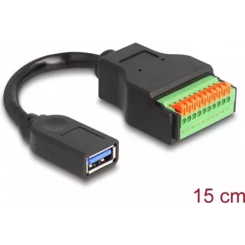 Cable DeLOCK USB 3.2 Gen 1 conector hembra Type-A a adaptador de bornes de conexión 15 cm