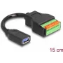 Cable DeLOCK USB 3.2 Gen 1 conector hembra Type-A a adaptador de bornes de conexión 15 cm