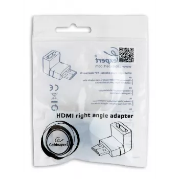 Adaptador HDMI GEMBIRD A-HDMI90-FML, HDMI a HDMI, adaptador en ángulo recto de 90°, negro