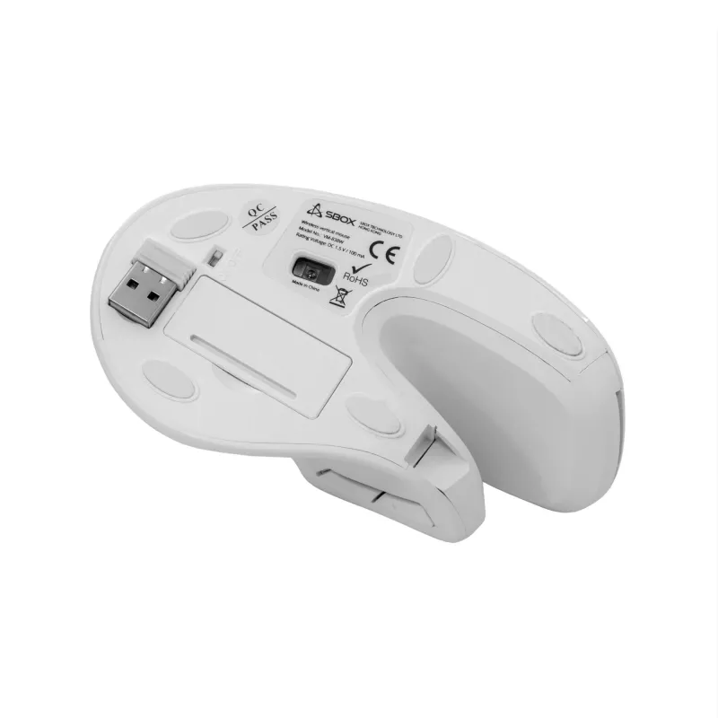 Ratón SBOX VM-838W vertical inalámbrico blanco