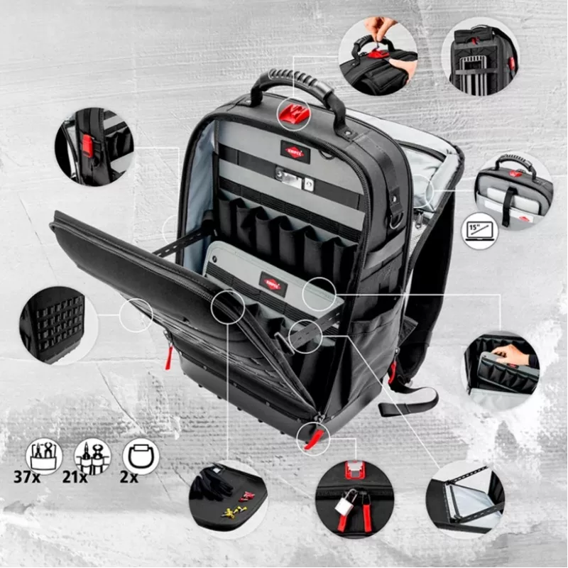 Bolsa de herramientas Knipex X18 37 bolsillos negro rojo tela plástico