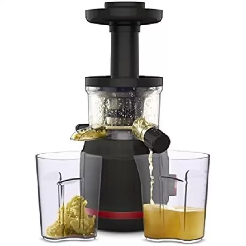 Tefal Juiceo ZC150838 licuadora de prensado lento, 150 W, depósito de pulpa de 0,8 l, negro/rojo