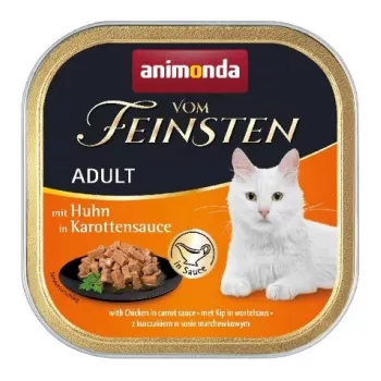 Comida húmeda para gatos animonda ANIMONDA Vom Feinsten pollo en salsa de zanahoria, 100 g, terrina, gatos adultos, sin gluten ni soja