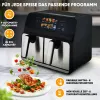Freidora de aire ProfiCook PC-FR 1287 H — doble 8 L, 2200 W, táctil LED, negro/acero inoxidable