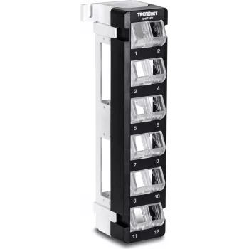 TRENDnet TC-KP12V panel de parcheo Keystone 12 puertos en blanco en ángulo montaje en pared - Panel de parcheo