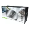 Radio reloj Muse M-170CMR — radio reloj digital, pantalla LED de 1,2 pulgadas, FM, AC 230V, respaldo AAA, espejo/blanco