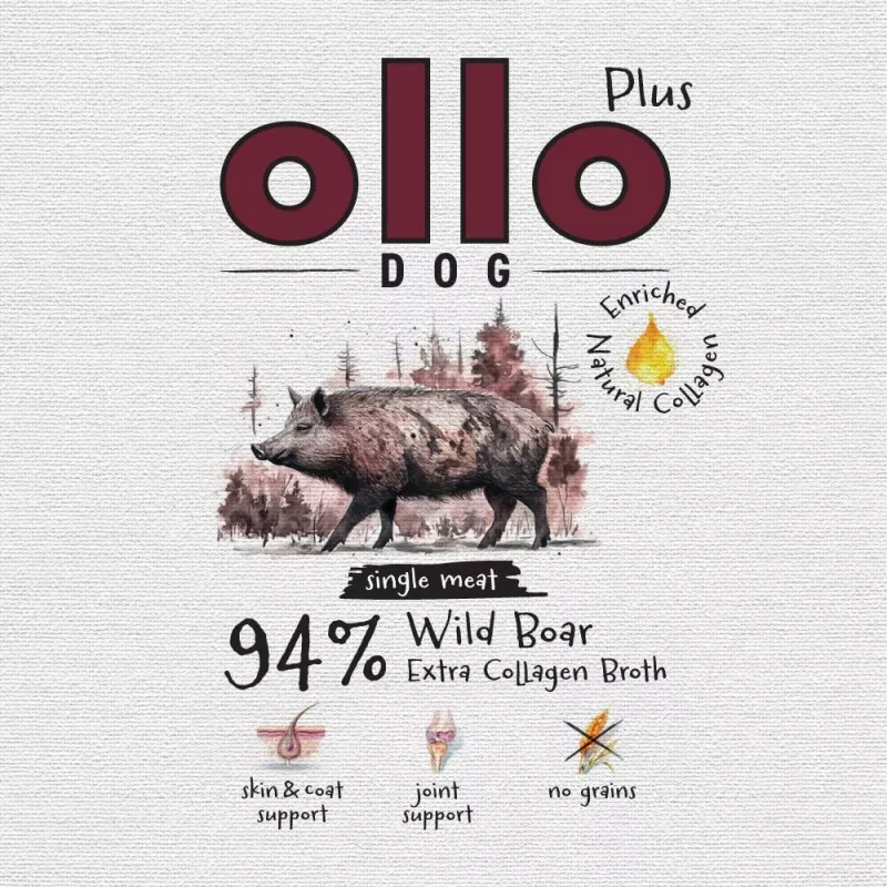 Ollo Plus Colágeno Jabalí 400 g Lata de comida para perros