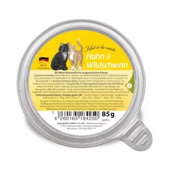 GRANATAPET Filet á la carte pollo con jabalí - comida húmeda para gatos - 85 g