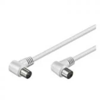Wentronic Goobay cable de conexión de antena en ángulo, blanco, 2,5 m - conector macho IEC/coax 90° conector hembra IEC/coax 90° (11521)