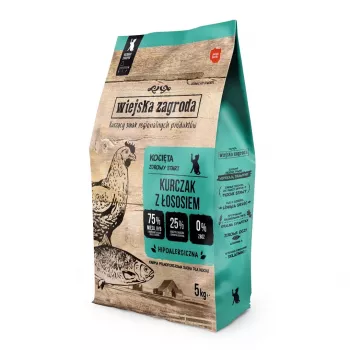 Alimento seco para gatitos wiejskazagroda Kittens pollo con salmón 5 kg — alimento completo para gatitos en crecimiento, 44 % proteína, 20 % grasa