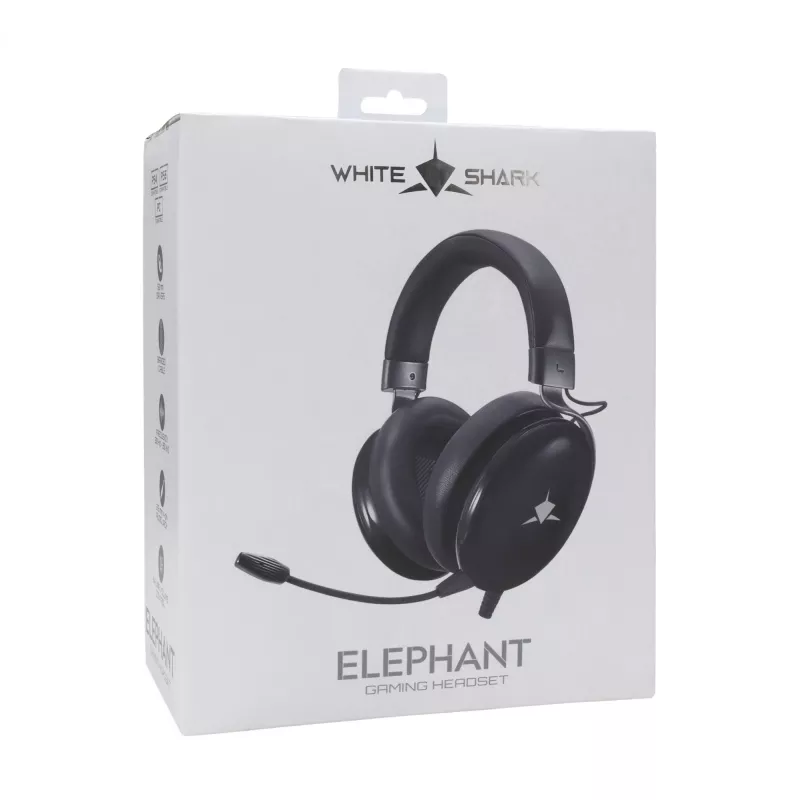 White Shark GH-2540 Elephant auriculares gaming, circumaurales, con cable, drivers de 50 mm, micrófono desmontable, negros
