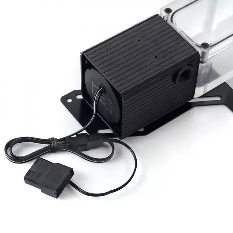 Bomba BitsPower Tiny Tank SC6 200 PWM transparente – combinación compacta de bomba y depósito de compensación para refrigeración líquida