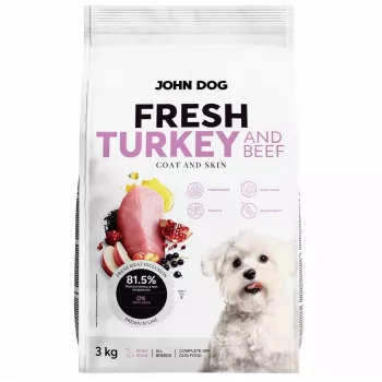 Pienso seco para perros john dog ADULT FRESH TURKEY & BEEF 3 kg