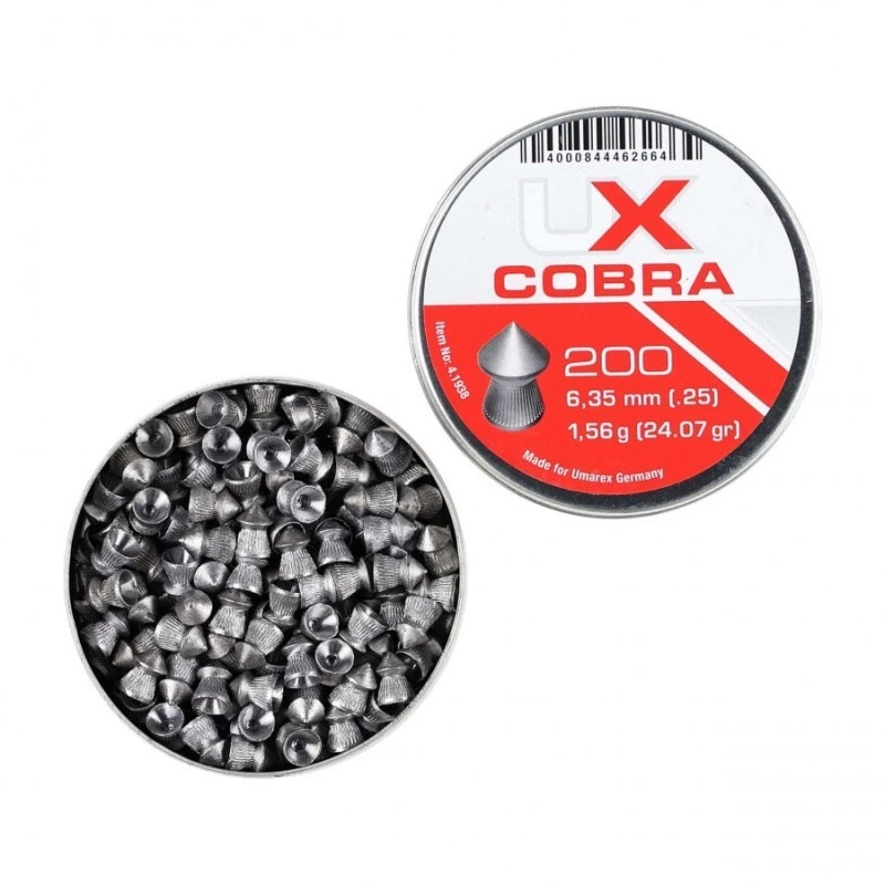 Umarex Cobra Pointed Ribbed 121-258 balines para armas de aire comprimido 6,35 mm, 200 uds.