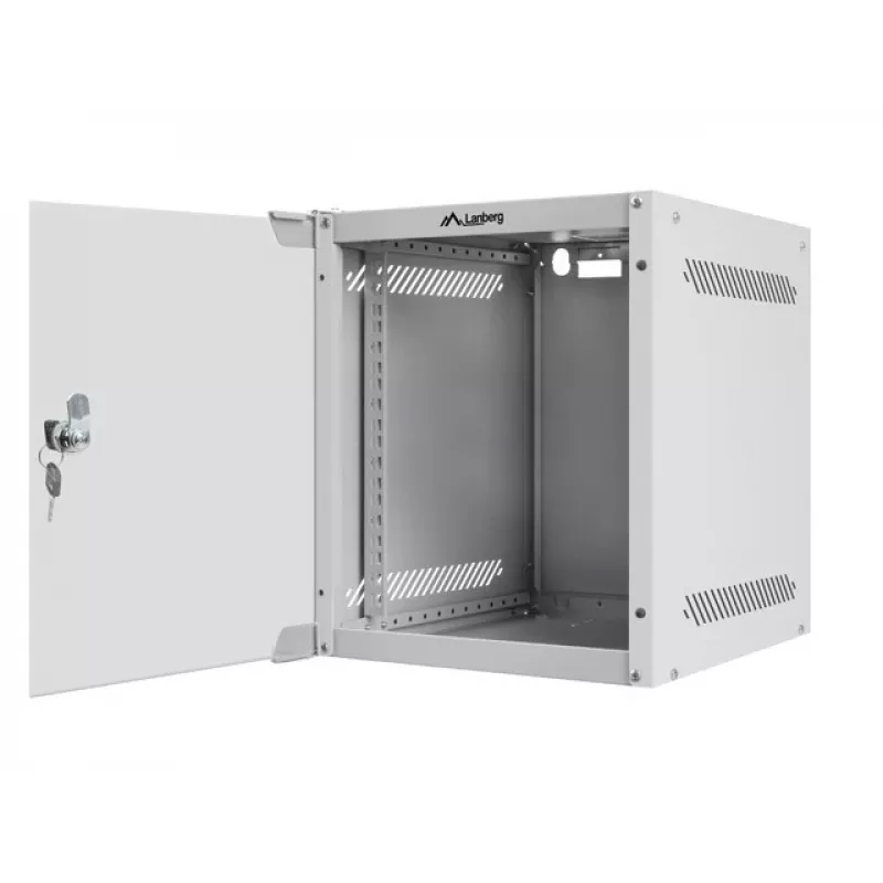 Lanberg WF10-2306-10S armario rack mural de 10" 6U, 336×280×310 mm, puerta de cristal, 20 kg, gris (RAL 7035)